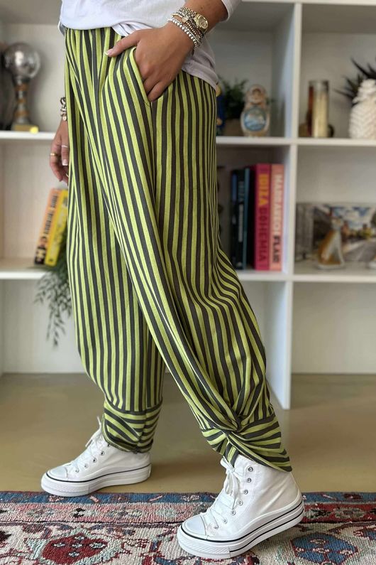 The Sunday Morning Stripe Twist Pant Pear Khaki